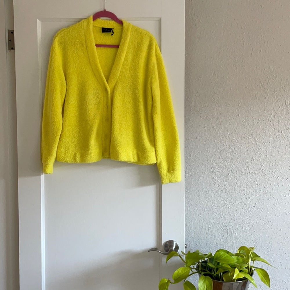 Out from Under Urban Outfitters Fuzzy Canary Yellow Cardigan